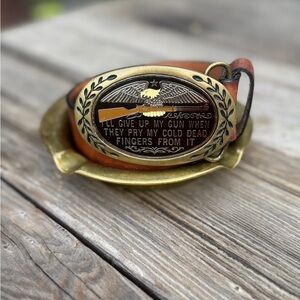 Vintage Brass Belt Buckle with Eagle Design